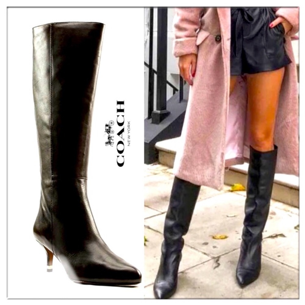 Coach Fayth Semi Matte Calf Leather Boot Chestnut Brown Size 6 - Picture 14 of 14